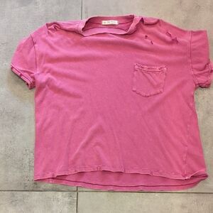 Free People Distressed Raspberry Tshirt Size Small